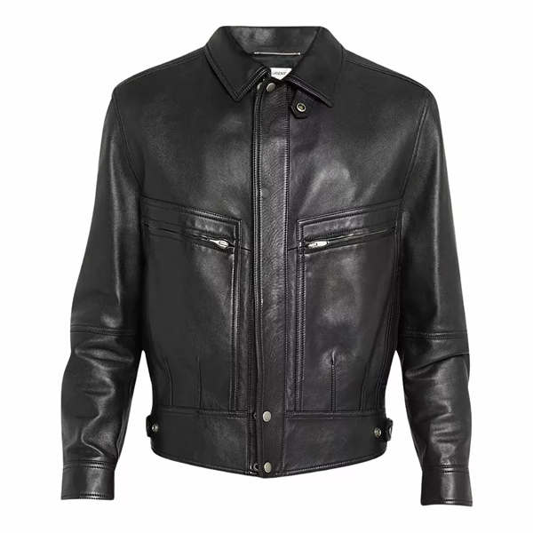 Men’s Classic Black Bomber Jacket In Leather