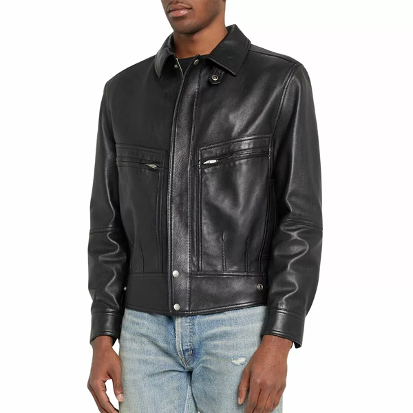 Men’s Classic Black Bomber Jacket In Leather