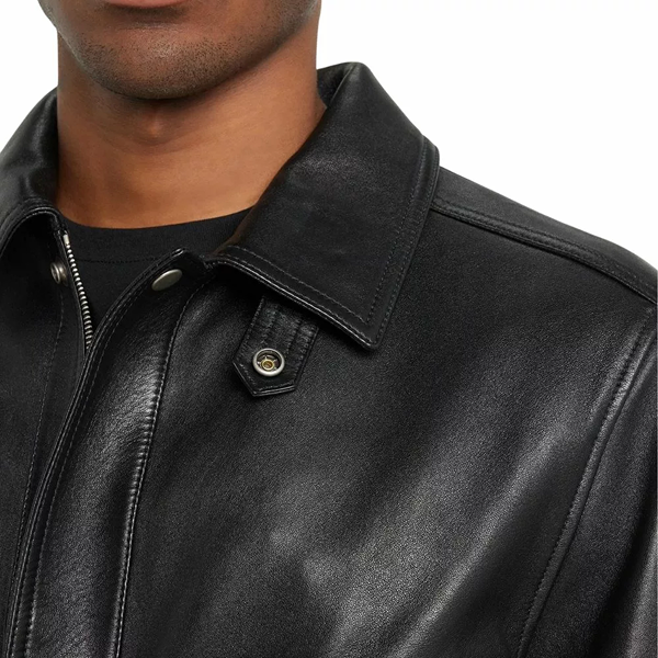 Men’s Classic Black Bomber Jacket In Leather