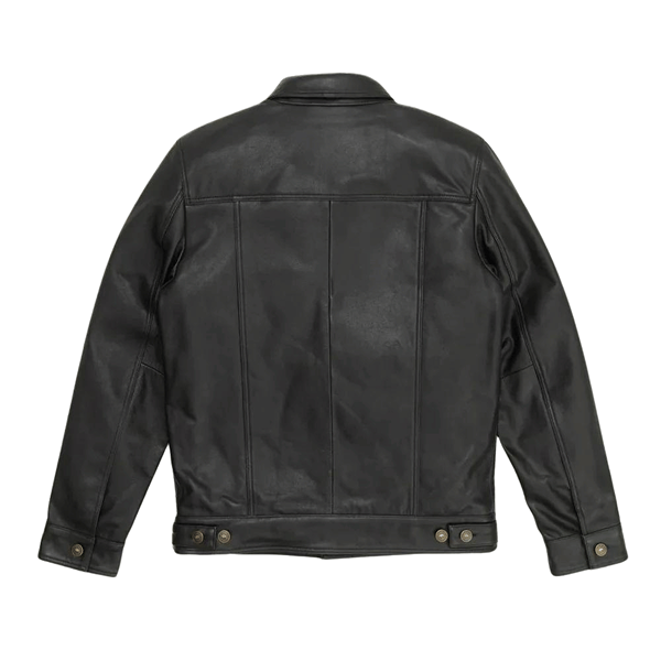Tom Black Genuine Leather Trucker Jacket