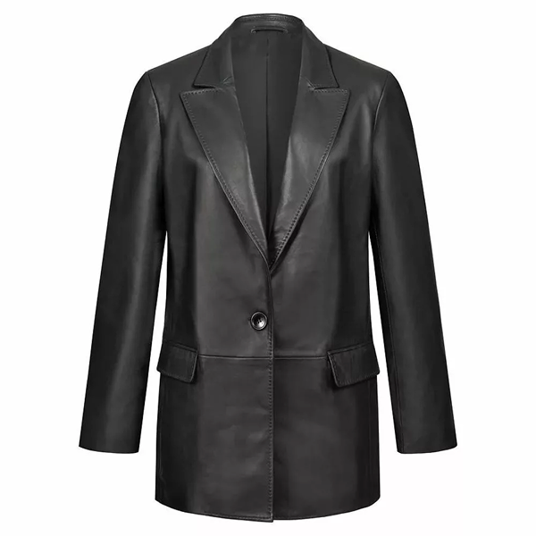 Black Leather Blazer For Women