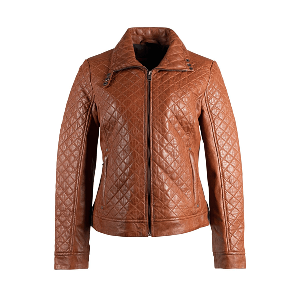 Women’s Quilted Brown Leather Jackets Biker Outfits