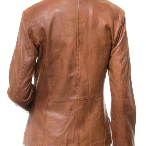 Women’s Brown Leather Blazer Two Button Coat