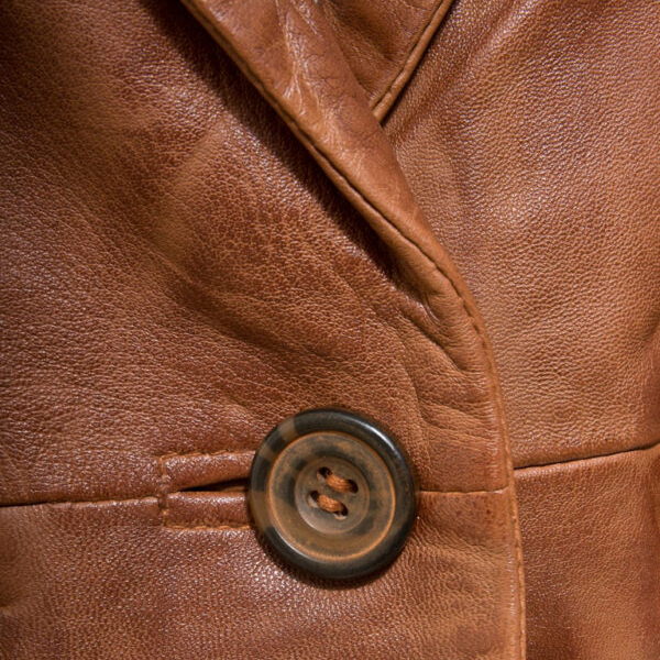 Women’s Brown Leather Blazer Two Button Coat