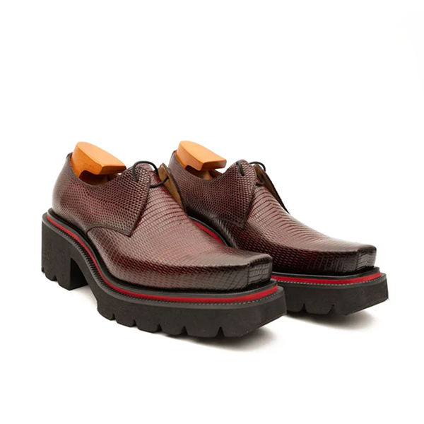 Men’s Embossed Leather Derby Shoes with Chunky Sole