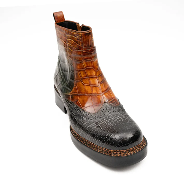 Brown Crocodile Leather Boots