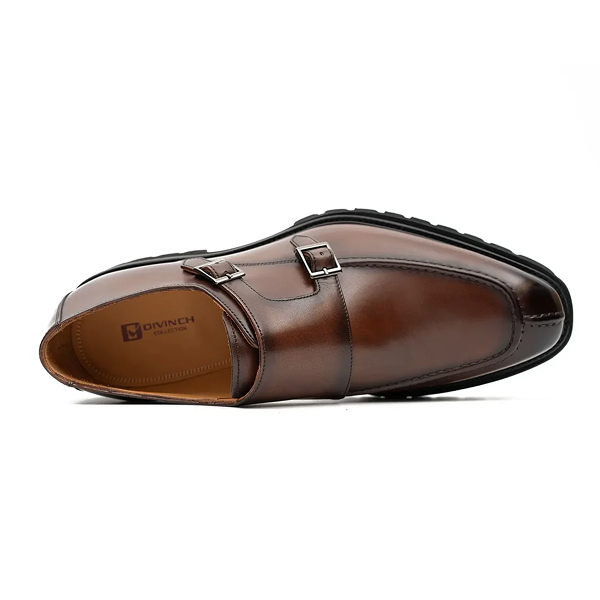 Brown Double Monk Strap Leather Shoes