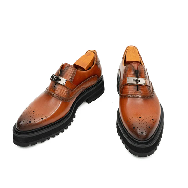 Men’s Brogue Detail Leather Loafers Brown