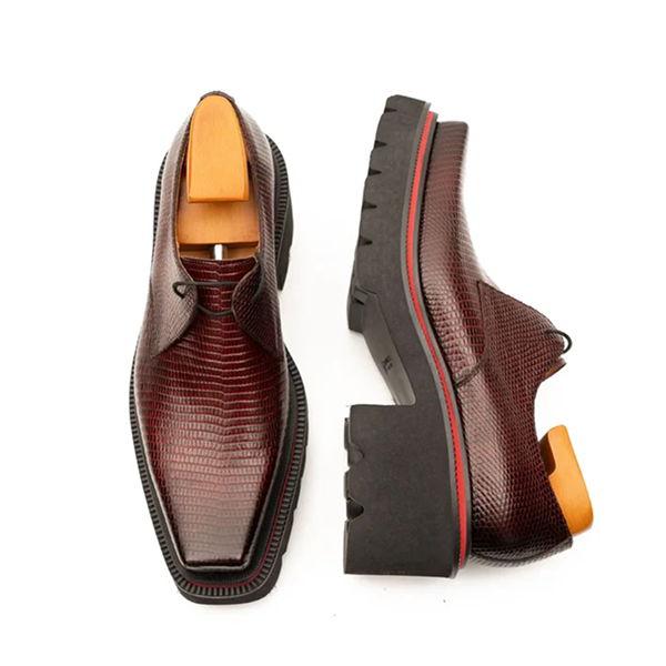 Men’s Embossed Leather Derby Shoes with Chunky Sole