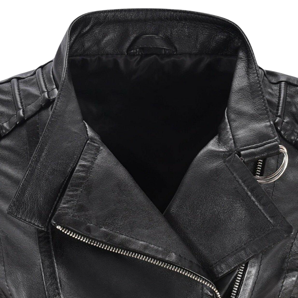 Women’s Black Leather Moto Slim Fit Jacket