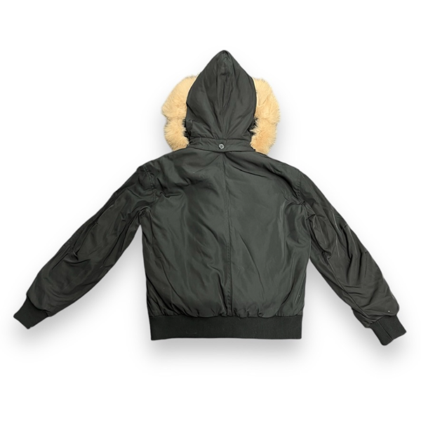 Black Faux Leather Hoodie with Faux Fur Hood Lining