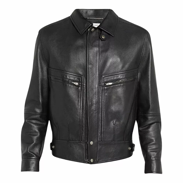 men’s classic black bomber jacket in leather men’s classic black bomber jacket in leather