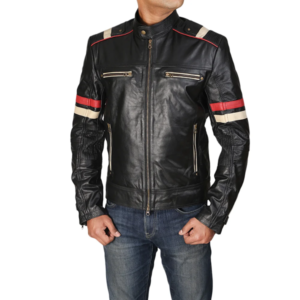 vintage cafe racer retro black leather biker jacket
