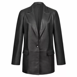 black leather blazer for women