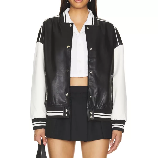 black and white varsity bomber leather jacket women’s black and white varsity bomber leather jacket women’s