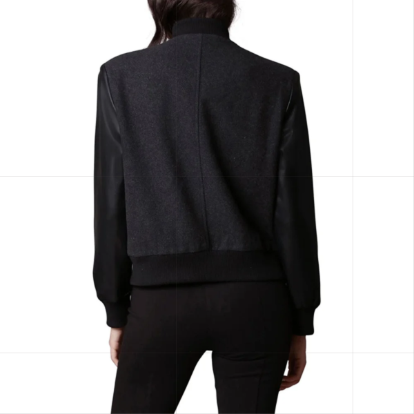 women’s black letterman varsity jacket with leather sleeves women’s black letterman varsity jacket with leather sleeves