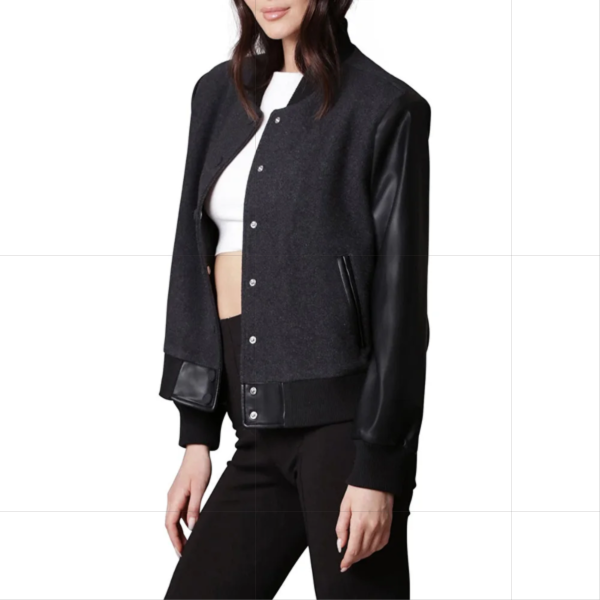 women’s black letterman varsity jacket with leather sleeves women’s black letterman varsity jacket with leather sleeves