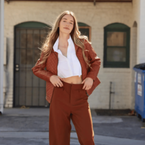 women’s quilted brown leather jackets biker outfits