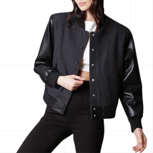 women’s black letterman varsity jacket with leather sleeves women’s black letterman varsity jacket with leather sleeves