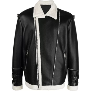 men black shearling faux leather jacket