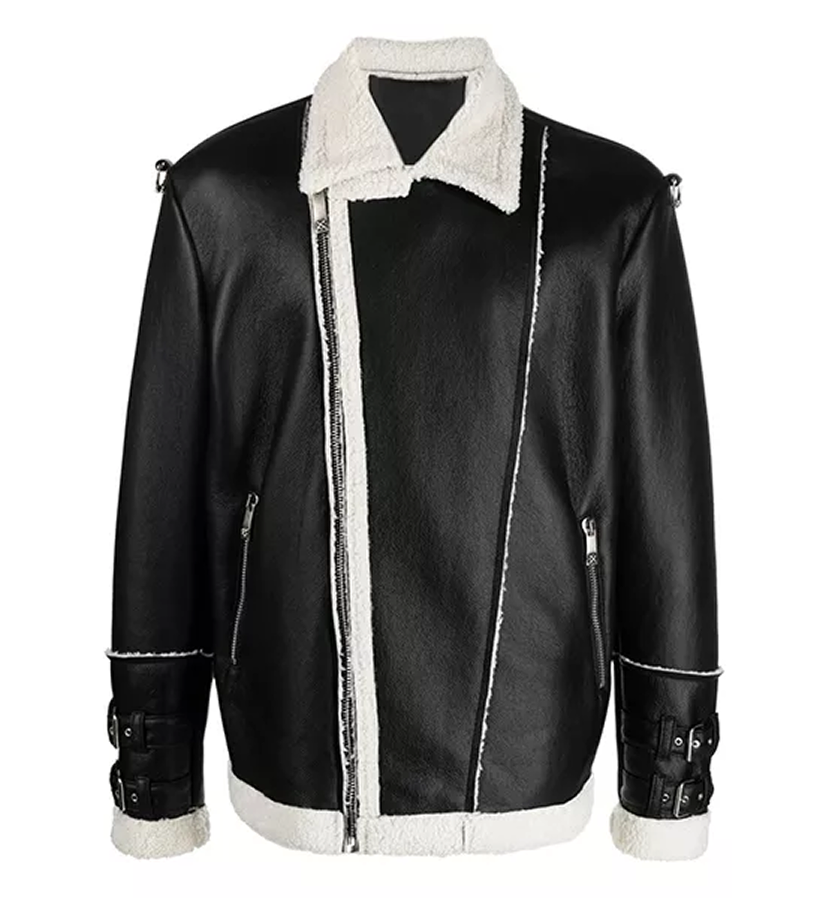 men black shearling faux leather jacket men black shearling faux leather jacket