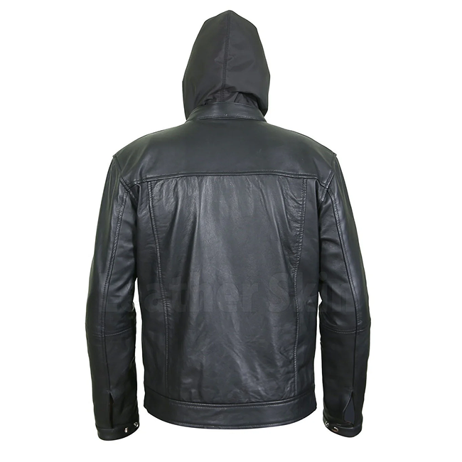 men’s black leat jacket with hoodie men’s black leat jacket with hoodie