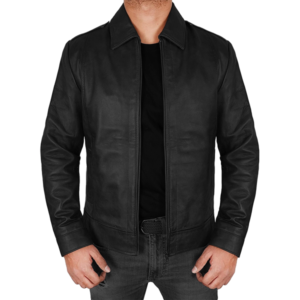 men’s black real leather jacket