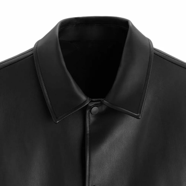 men’s black shirt collar leather jacket men’s black shirt collar leather jacket