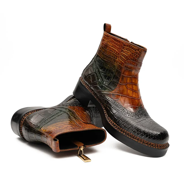 brown crocodile leather boots brown crocodile leather boots