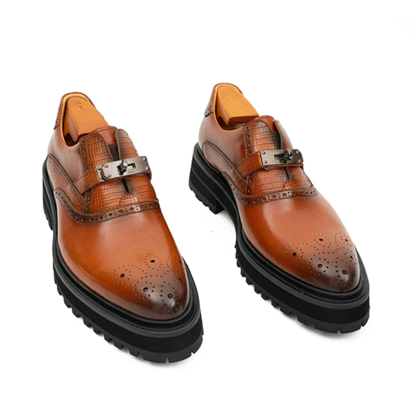 men’s brogue detail leather loafers brown men’s brogue detail leather loafers brown